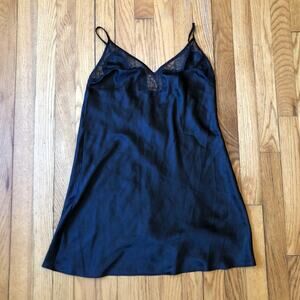 Victoria's Secret NWOT Vintage 1990s Women's Satin Black Lacy Slip Nightgown M